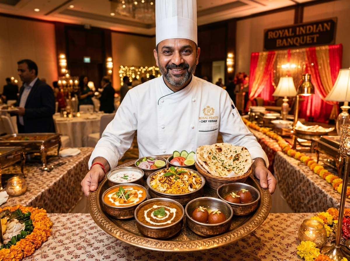 Piyush Caterers Master Chef Holding Royal Thali Kalyan